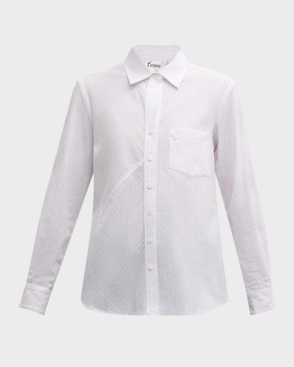 Tiegan Eyelet Striped Button-Down Shirt